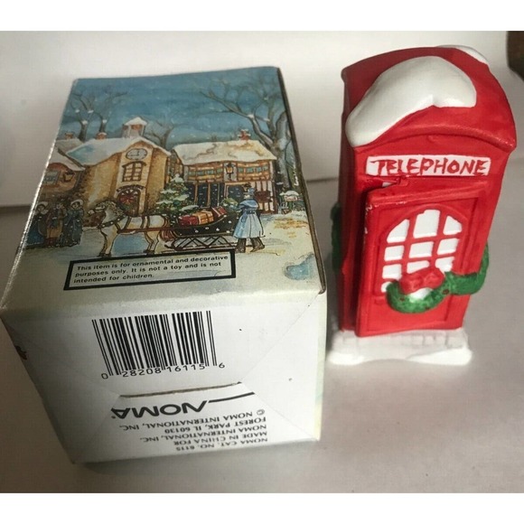 VTG-DICKENSVILLE COLLECTABLES Phone Booth-Red Nostalgic/Christmas Village 1990 - Picture 11 of 13